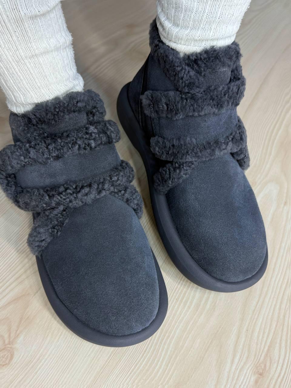 Черевики жіночі Hengji 13-9 уггі замшеві на хутрі з опушкою р. 38 Сірий (5645) - фото 2