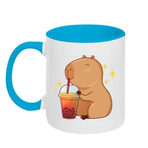 Чашка двухцветная Капибара - Bubble tea 320 мл Белый с голубым (17948232-33-204574) Чашка двухцветная Капибара - Bubble tea 320 мл Белый с голубым (17948232-33-204574)