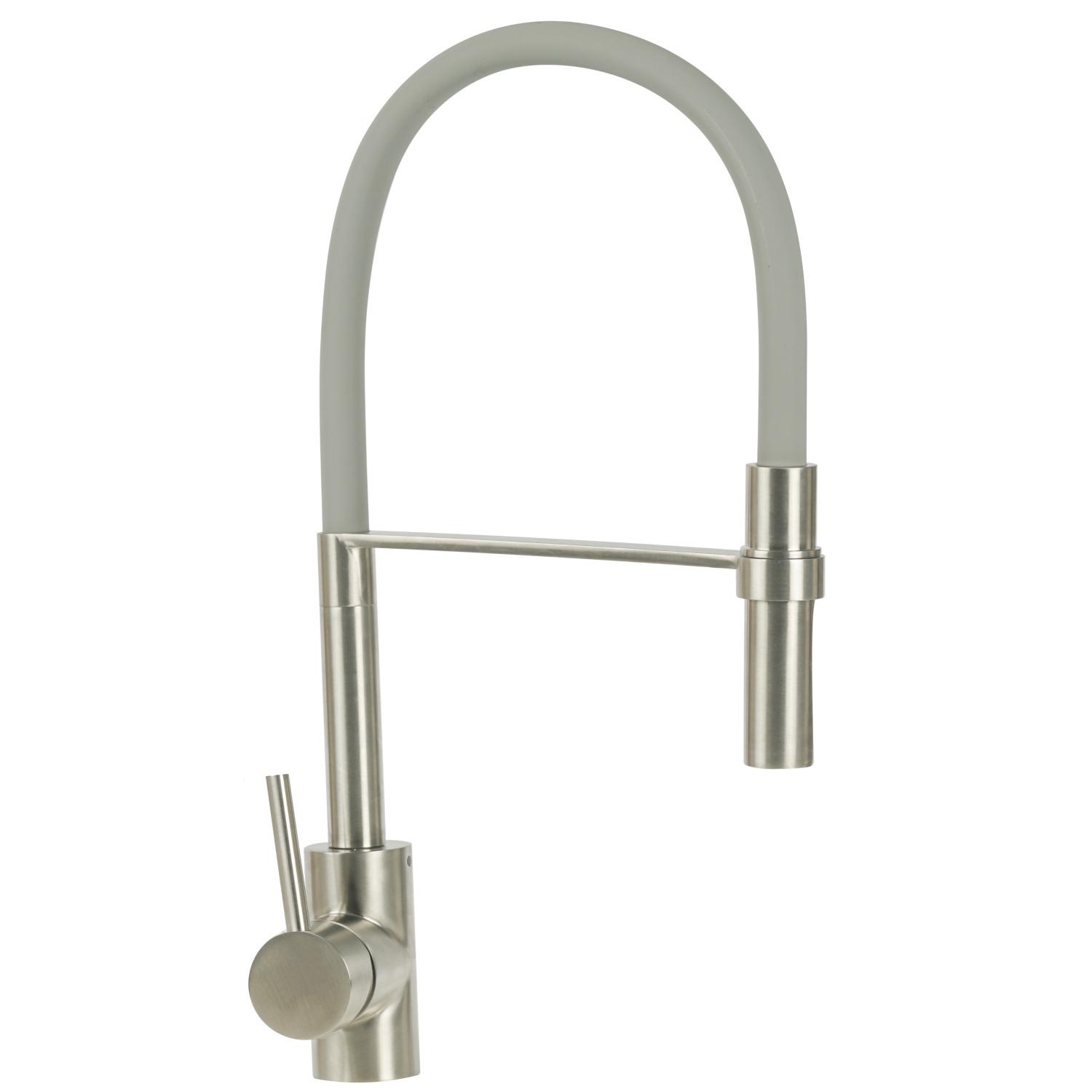 Змішувач для кухні PLATINUM 6034 BW PLS-A33665 з гнучким виливом Сірий (152341)