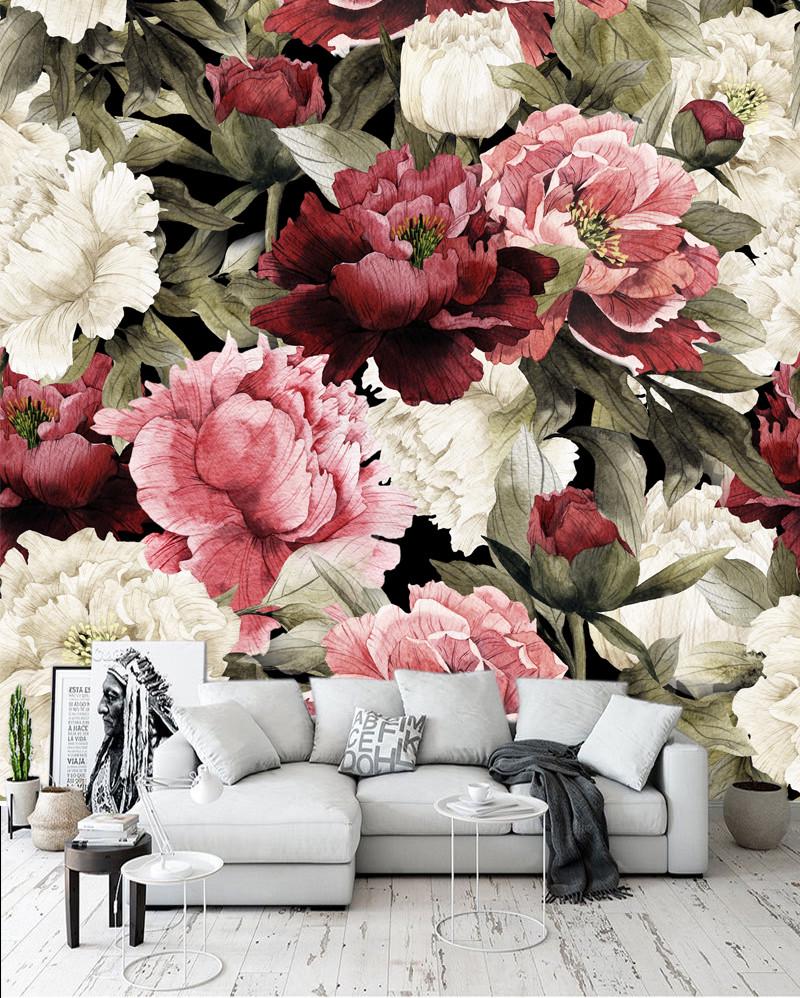 Фотообои 3D флизелиновые цветочные для спальни/зала/кухни Пионы