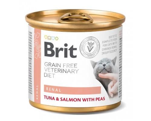 Корм влажный диетический Brit VD Renal Cat с тунцом/лососем и горошком для кошек с нарушенной функцией почек 200 г (549870)