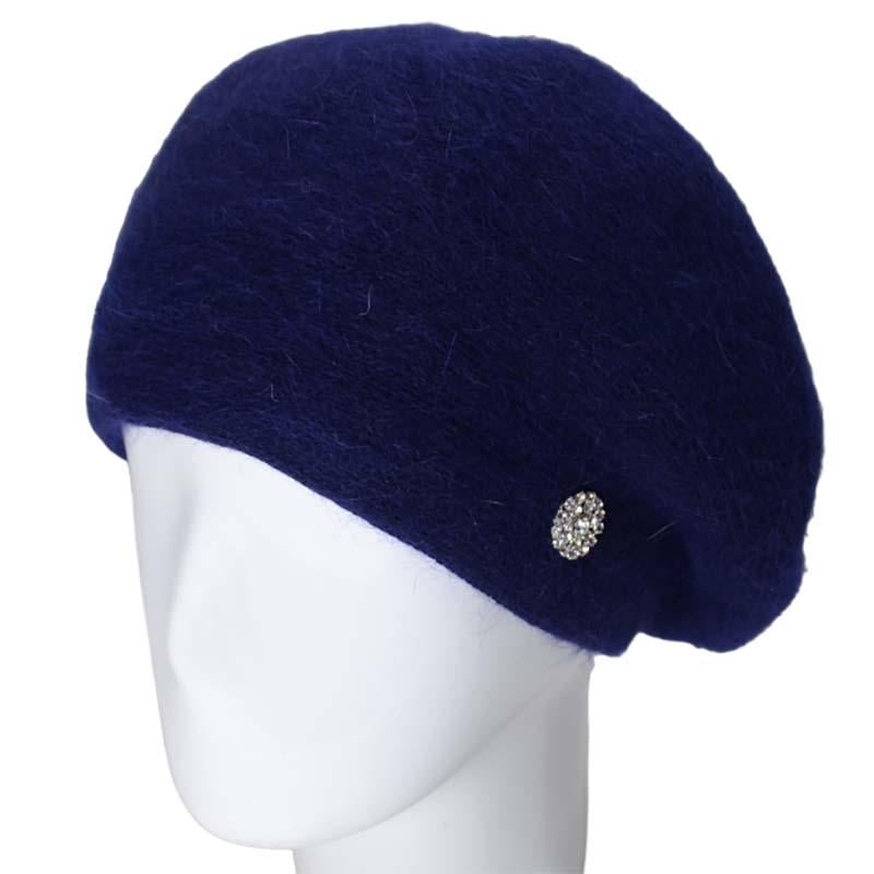 Берет женский ангоровый Novita Афина one size Синий