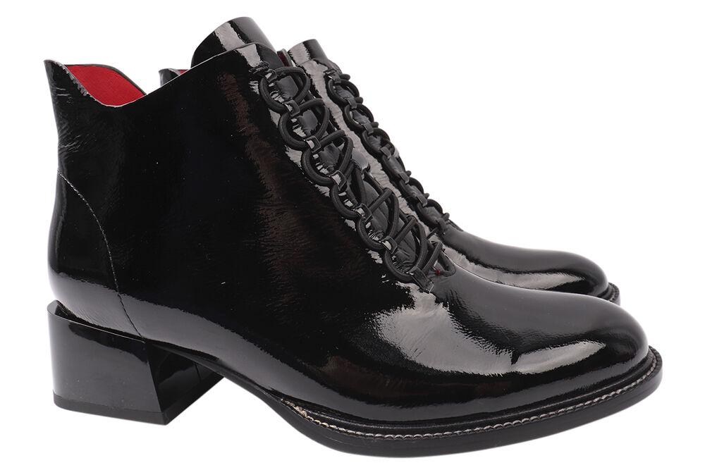 Ботинки женские Vidorcci из лаковой кожи на низком ходу р. 37 Черный (11-21DH)