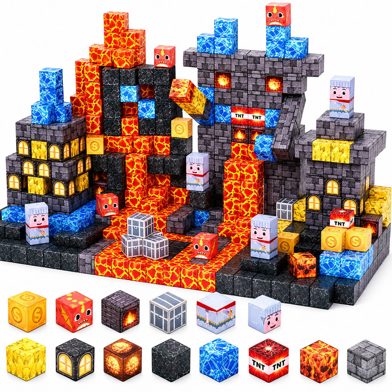 Конструктор магнитный Minecraft Шахта Обсидиана и Лавовые Кристаллы 160 дет. (BT134)