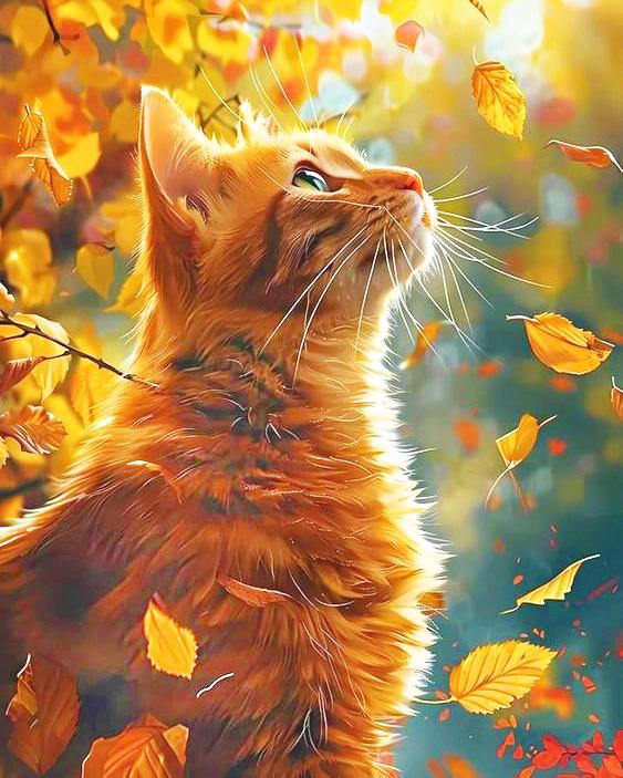 Алмазная мозаика MY-Art Рыжий котик на подрамнике круглые алмазы 40х50 см (AR- 3274)