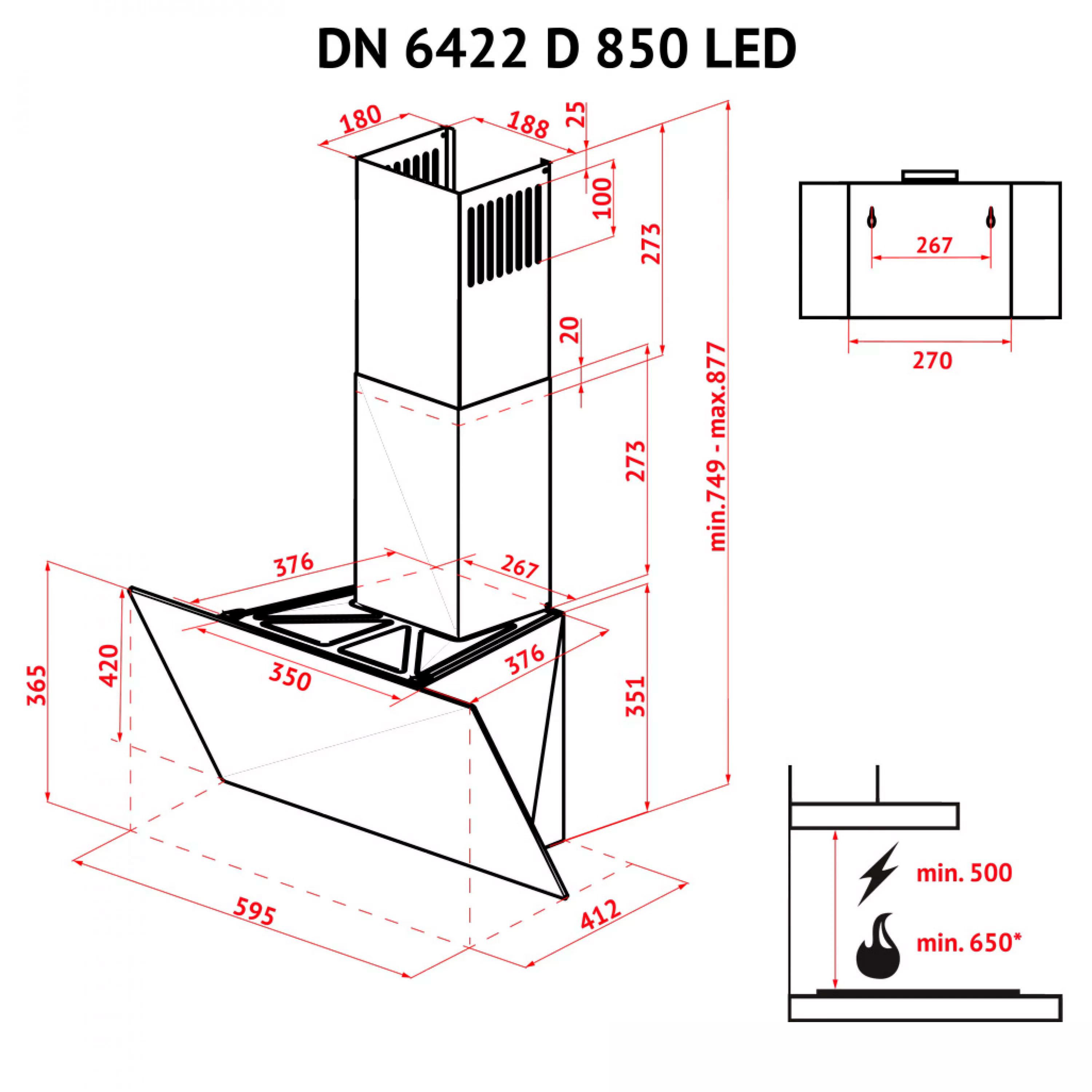 Вытяжка PERFELLI DN 6422 D 850 WH LED - фото 13 Вытяжка PERFELLI DN 6422 D 850 WH LED - фото 13