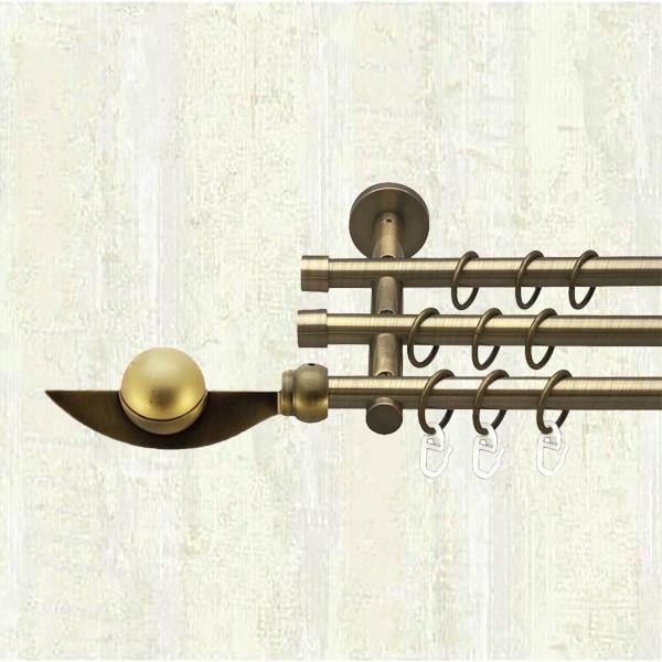 Карниз для штор Orvit Фламинго трехрядный цилиндр 16/16/16 мм 200 см Антик (000-6539)