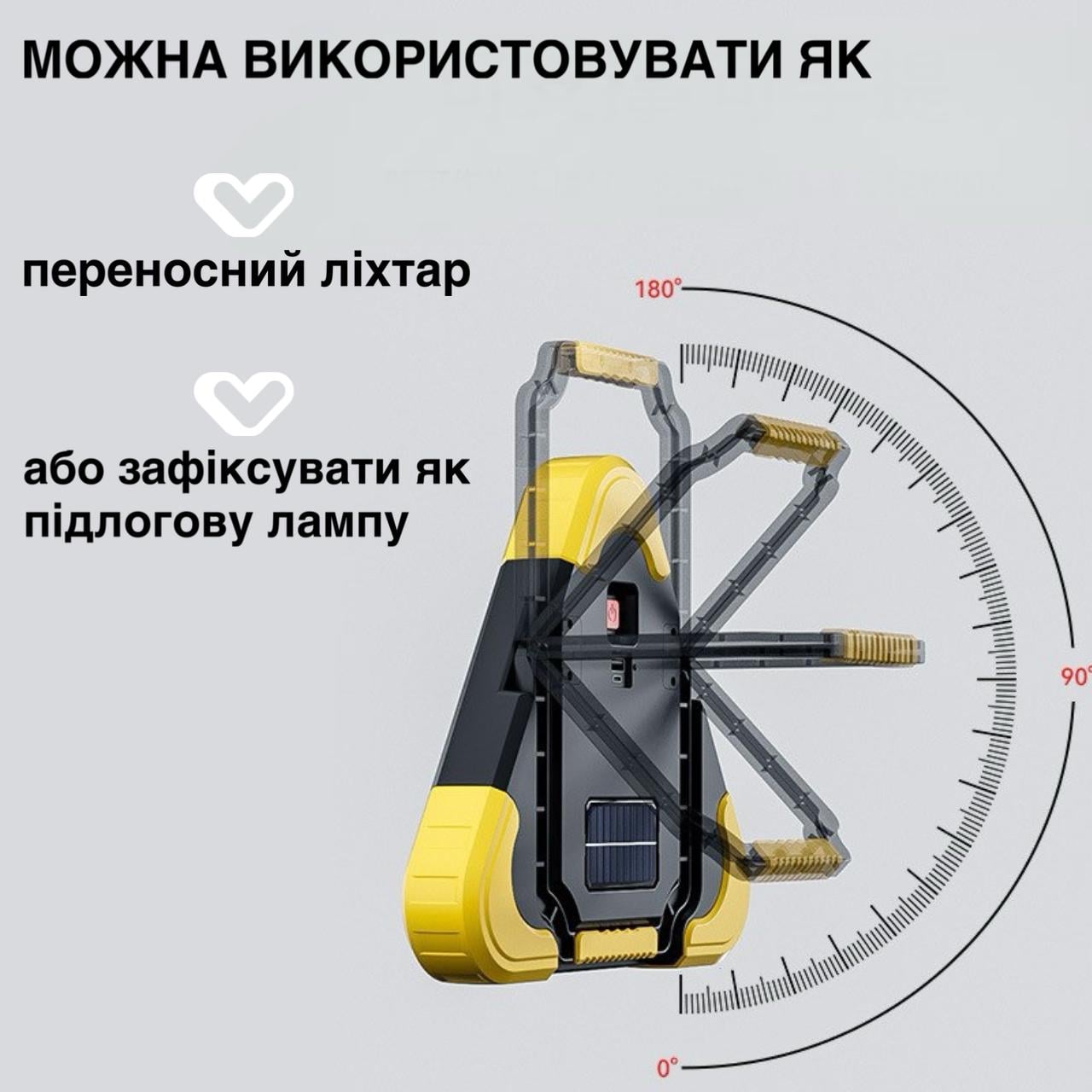 Прожектор LED аварійний із сонячною панеллю та функцією Power Bank дорожній знак трикутник 5 режимів IP44 (N-026) - фото 6 Прожектор LED аварійний із сонячною панеллю та функцією Power Bank дорожній знак трикутник 5 режимів IP44 (N-026) - фото 6