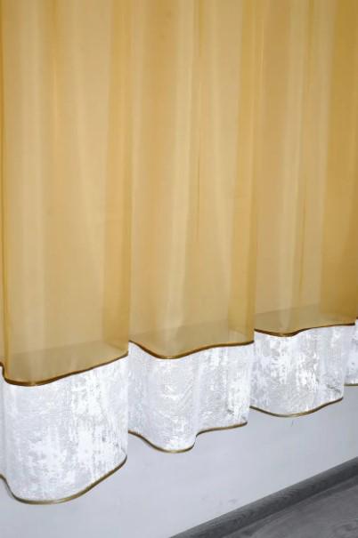 Гардина на кухню/балкон однотонная 270х170 см Золотистый/Белый (00к 59-720) - фото 4 Гардина на кухню/балкон однотонная 270х170 см Золотистый/Белый (00к 59-720) - фото 4