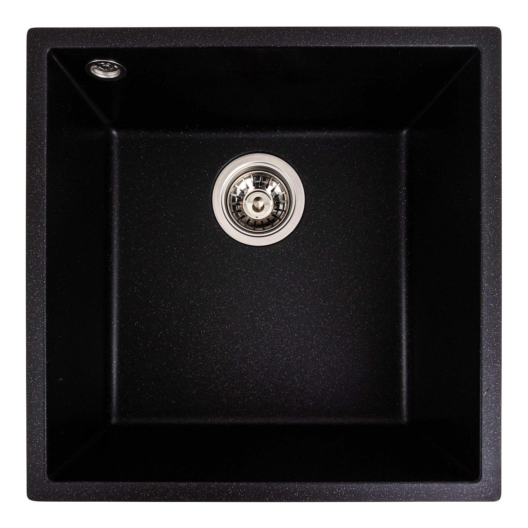 Мойка для кухни гранитная Platinum 4040 RUBA матовая металлик Черный - фото 1 Мойка для кухни гранитная Platinum 4040 RUBA матовая металлик Черный - фото 1