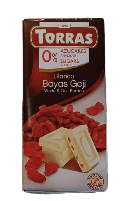 Шоколад Torras белый с ягодами годжи 100 г (59297)
