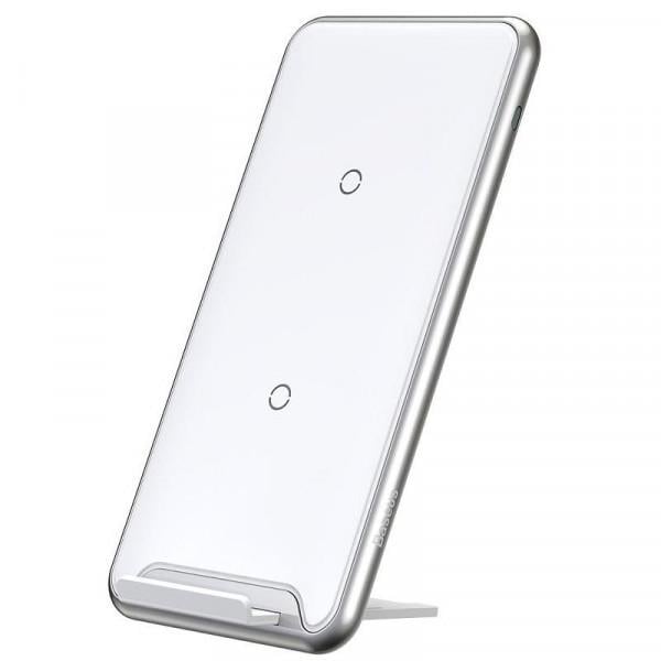 Бездротовий зарядний пристрій Baseus Three-coil Desktop White (WXHSD-B02)