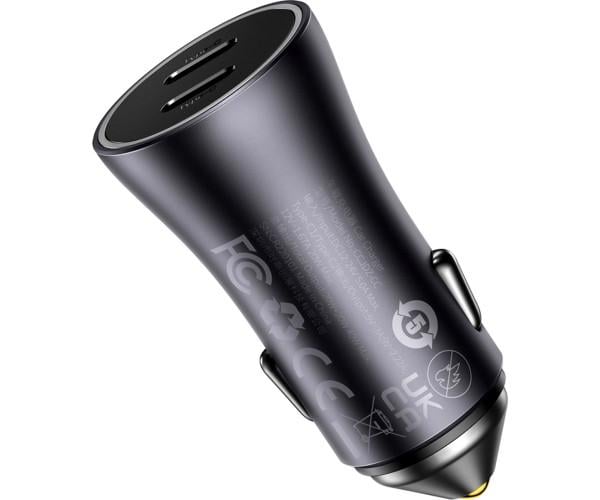 Зарядний пристрій автомобільний BASEUS Golden Contactor Pro CGJP00013 2Type-C 40W Dark Grey