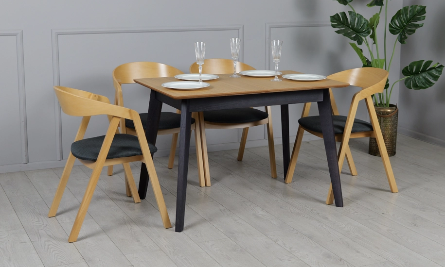 Стол раскладной Милан из массива дерева ножки черные 1100/1400x700x750 мм Дуб (2147484285) - фото 7