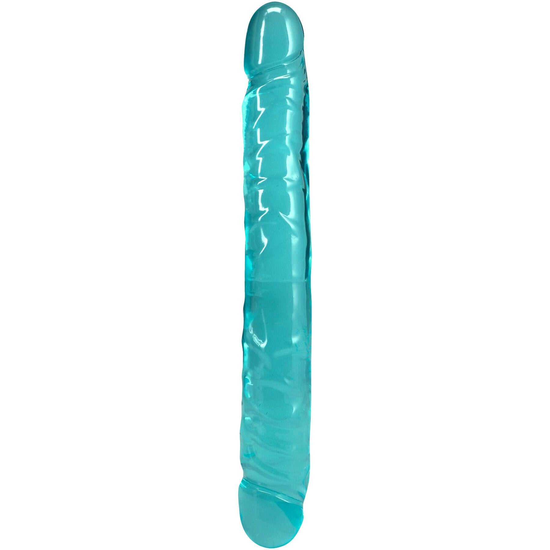 Фалоімітатор двосторонній Doc Johnson Crystal Jellies 12" Jr. Double Dong Teal (SX4430)
