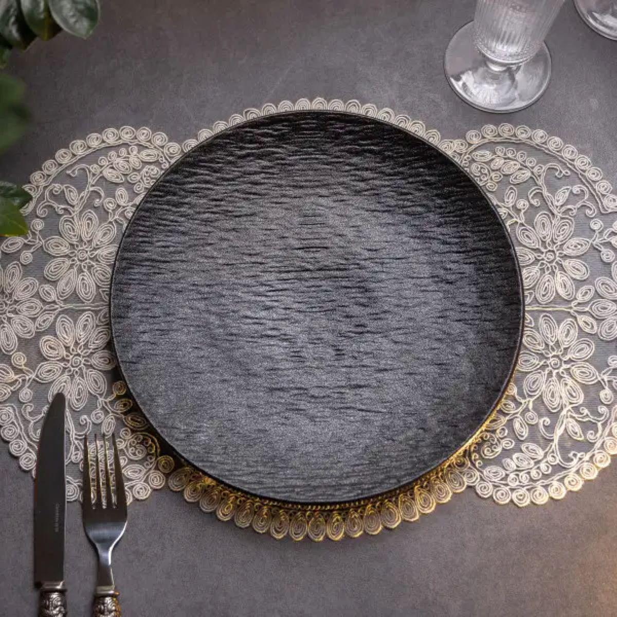 Тарілка сервірувальна керамічна 25 см Чорний (5395) - фото 6 Тарілка сервірувальна керамічна 25 см Чорний (5395) - фото 6