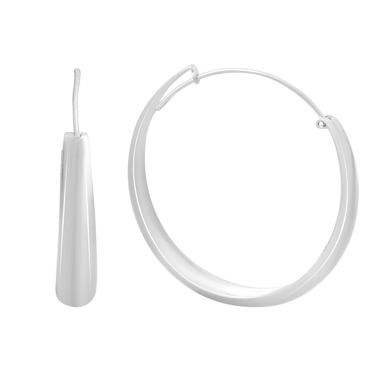 Серебряные серьги-кольца с гладкой поверхностью Серебряные серьги-кольца с гладкой поверхностью