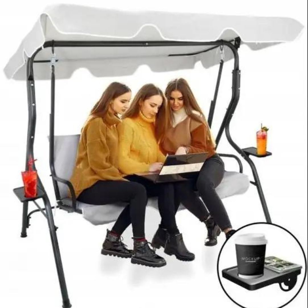 КачелЯ садовАЯ трехместнАЯ GardenLine KRE5422 с навесом 170x110x153 см Серый (PVO97) - фото 8