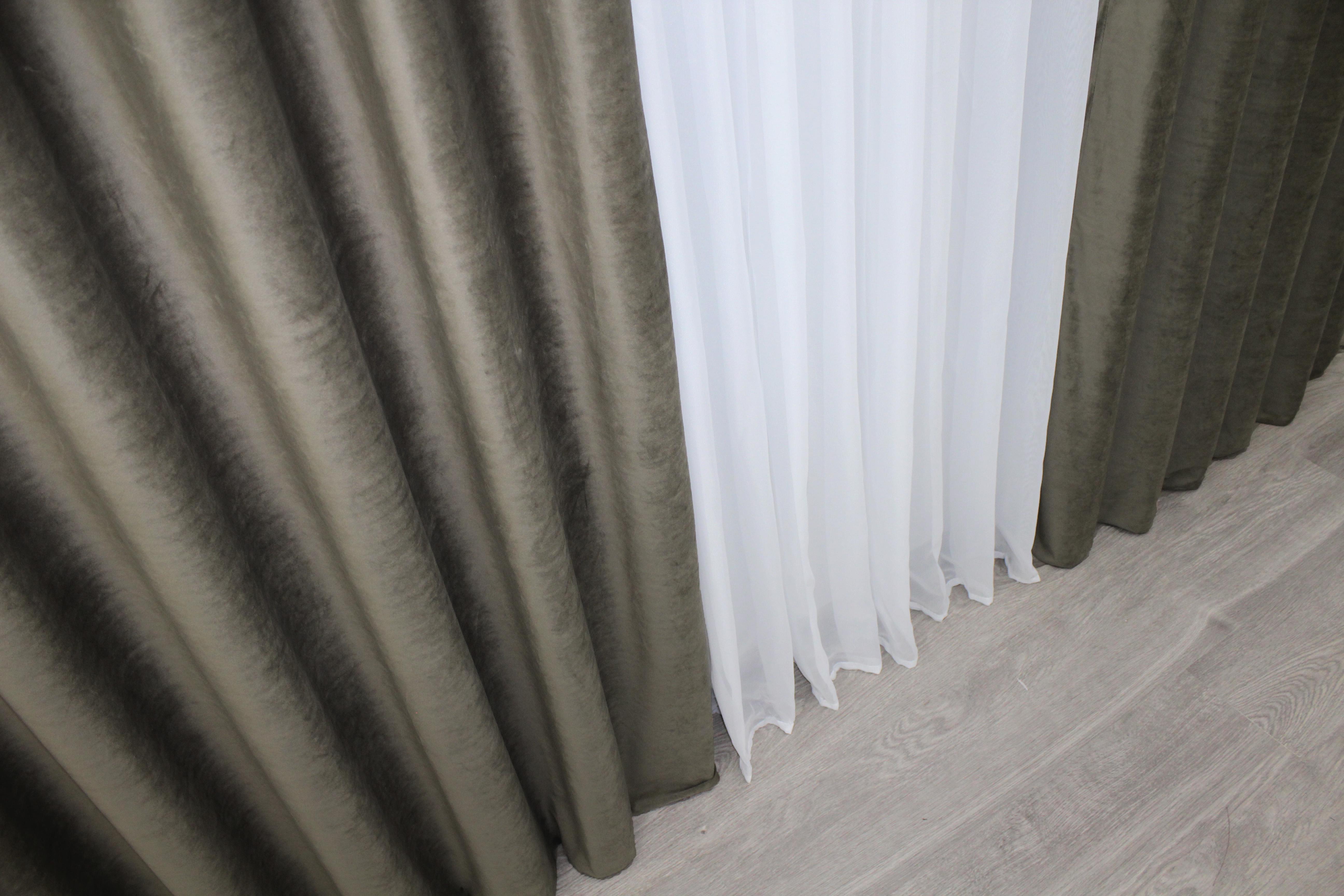 Комплект готовых штор VR-Textil Бархат Kadife № 1130ш 200х270 см 2 шт. Болотный (32-031) - фото 6 Комплект готовых штор VR-Textil Бархат Kadife № 1130ш 200х270 см 2 шт. Болотный (32-031) - фото 6