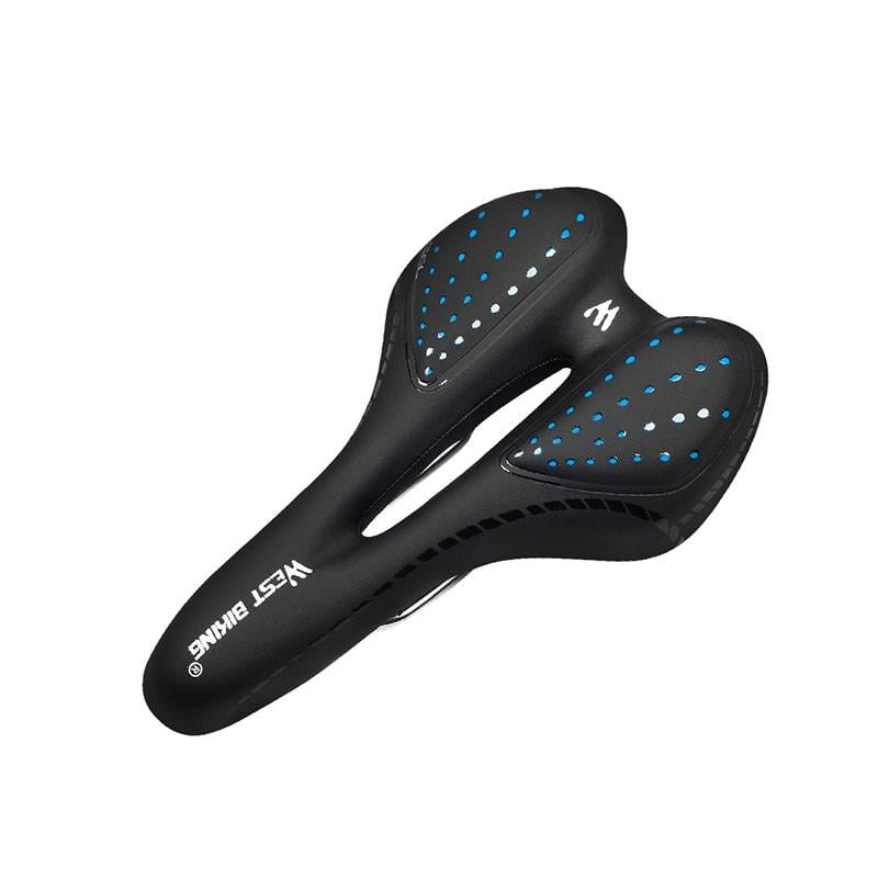 Cедло для велосипеда West Biking YP0801086 Black + Blue с отверстием вентиляцией мягкое спортивное