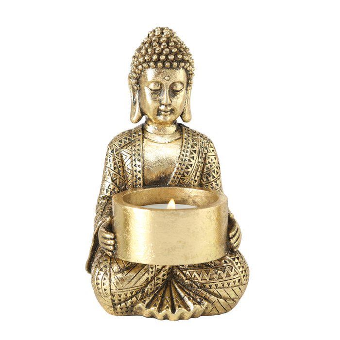 Свічник Гранд Презент Будда обійми полістоун 14 см Золотий (1016131-2)