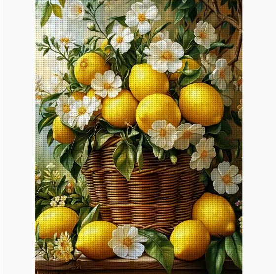 Набор для вышивания крестиком Лимонная свежесть 14CT канва Аиду с нанесенным рисунком 30x40 см (2865462022)