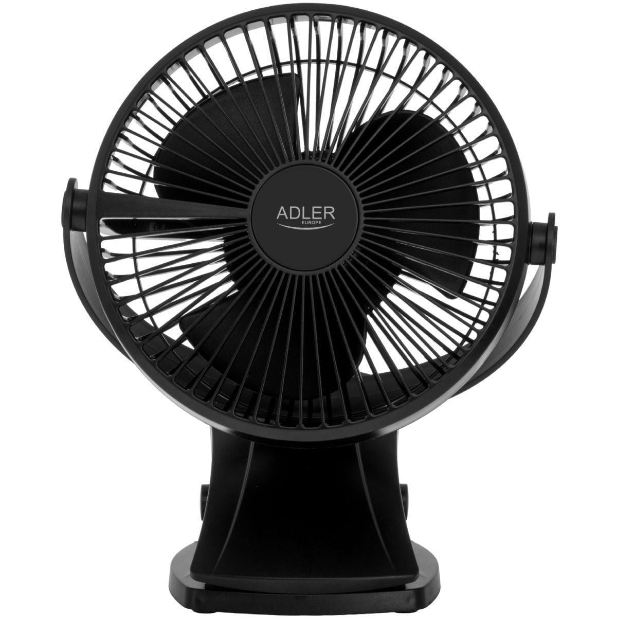 Вентилятор Adler AD 7342 настільний акумуляторний 5 Вт D 15,5 см USB-C Чорний (AD7342B)