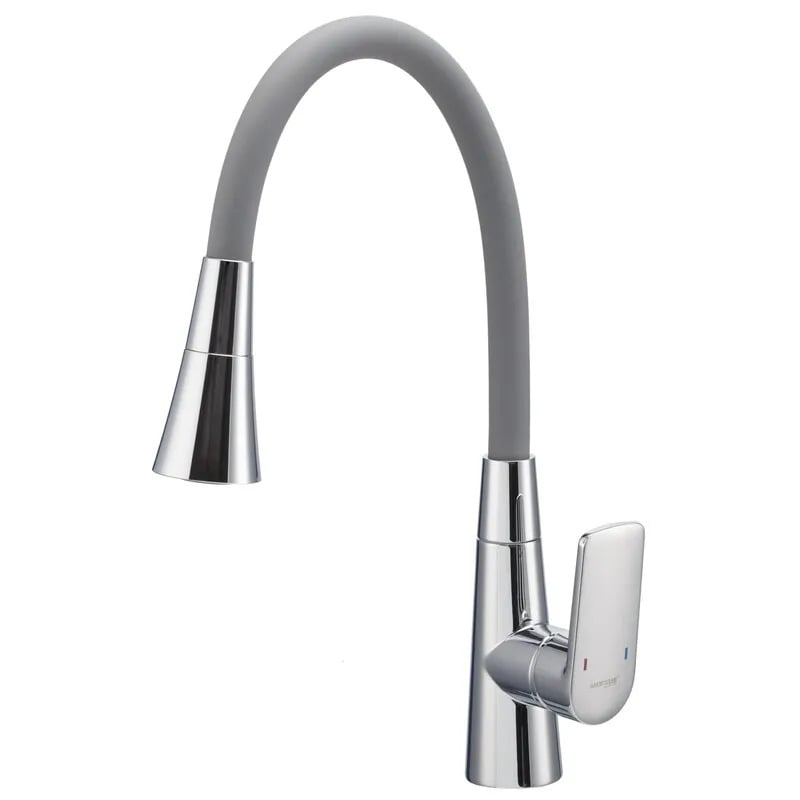 Змішувач для кухні MIXXUS Premium Matis 011-T силіконовий вилив Nut Reflective Grey (MI8267)