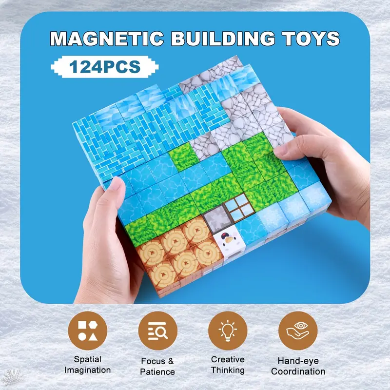 Конструктор магнитный Minecraft Зимний на магнитах 124 шт. (2742132329) - фото 3 Конструктор магнитный Minecraft Зимний на магнитах 124 шт. (2742132329) - фото 3