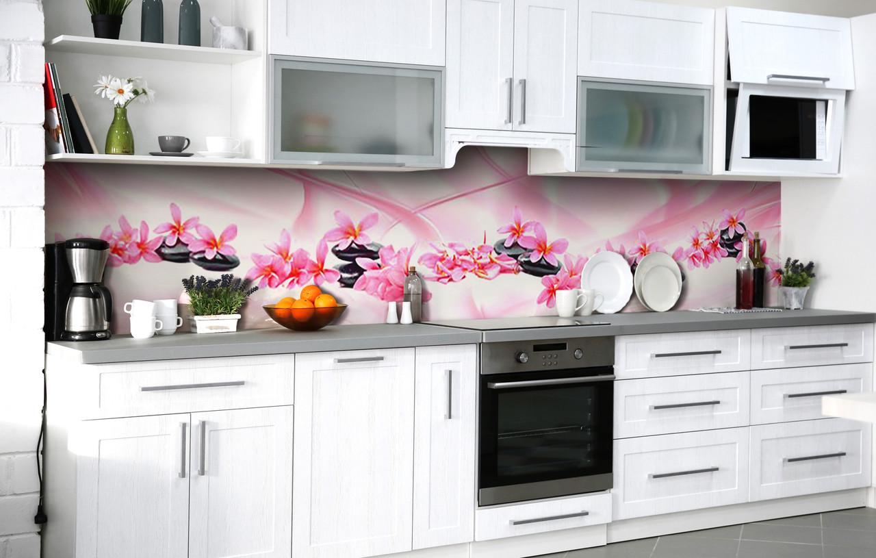 Кухонный фартук Гавайские Леи Релакс камни виниловый самоклеющийся 60х250 см Розовый