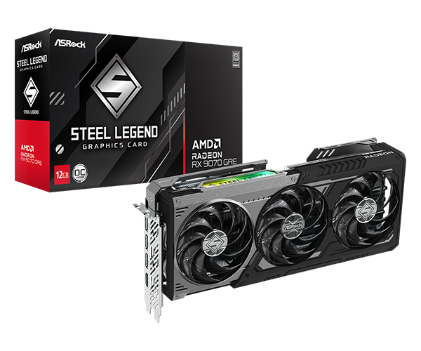Відеокарта ASRock Radeon RX 9070 GRE Steel Legend Dark 12GB OC RX9070GRE SLD 12GO
