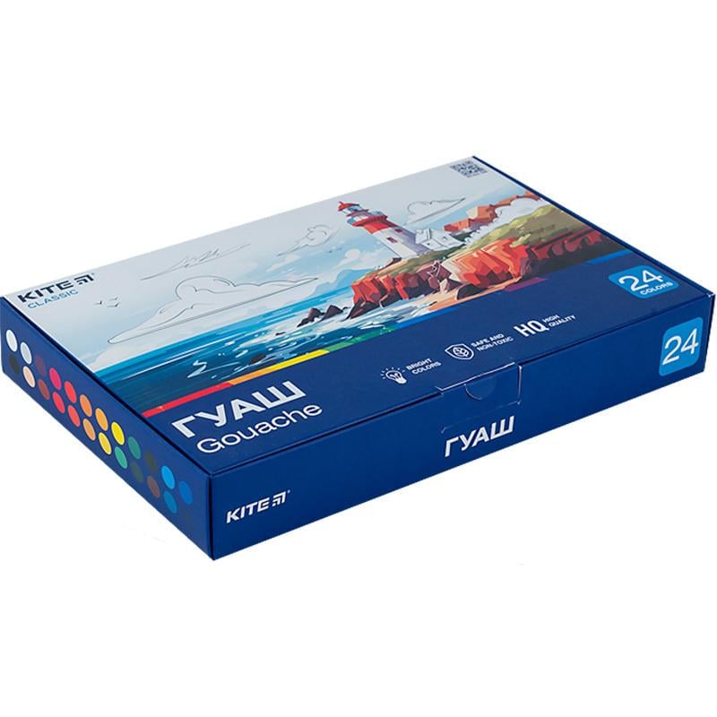 Гуашь для детского творчества KITE Classic К-097 24 цвета 20 мл (134621) Гуашь для детского творчества KITE Classic К-097 24 цвета 20 мл (134621)