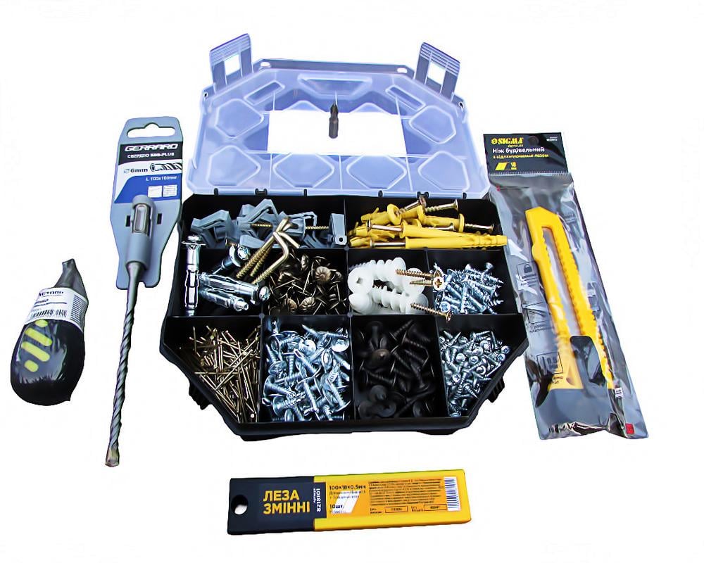Набор шурупов/саморезов универсальный сверло/отвертка/дюбель/бита в органайзере 670 шт. (29067969) Набор шурупов/саморезов универсальный сверло/отвертка/дюбель/бита в органайзере 670 шт. (29067969)