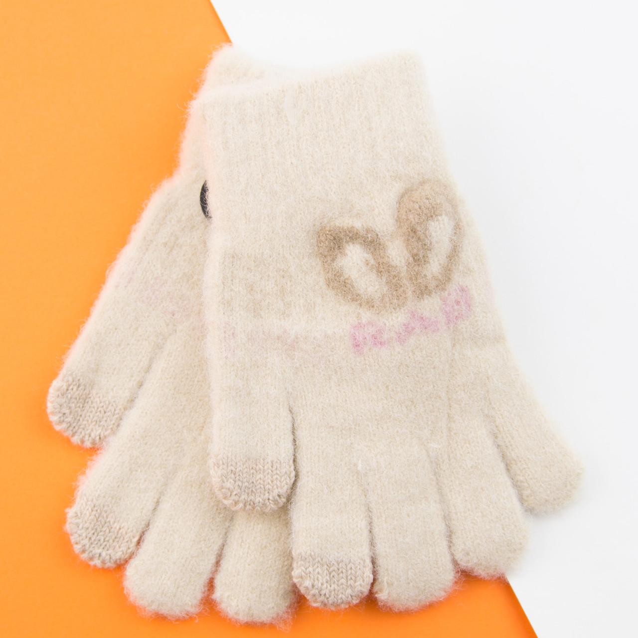 Перчатки для девочек сенсорные 4-6 лет 22-25-30 Бежевый (DR009982)