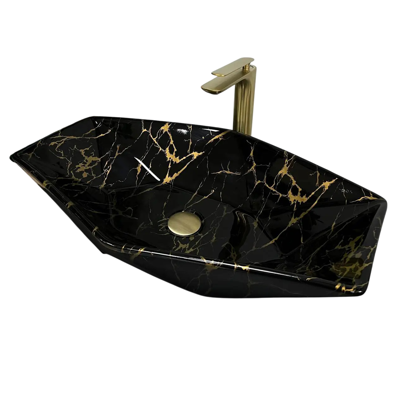 Раковина накладная VBI Venezia Marble Glossy 410x635 мм Черный (RM-VBI-012405)