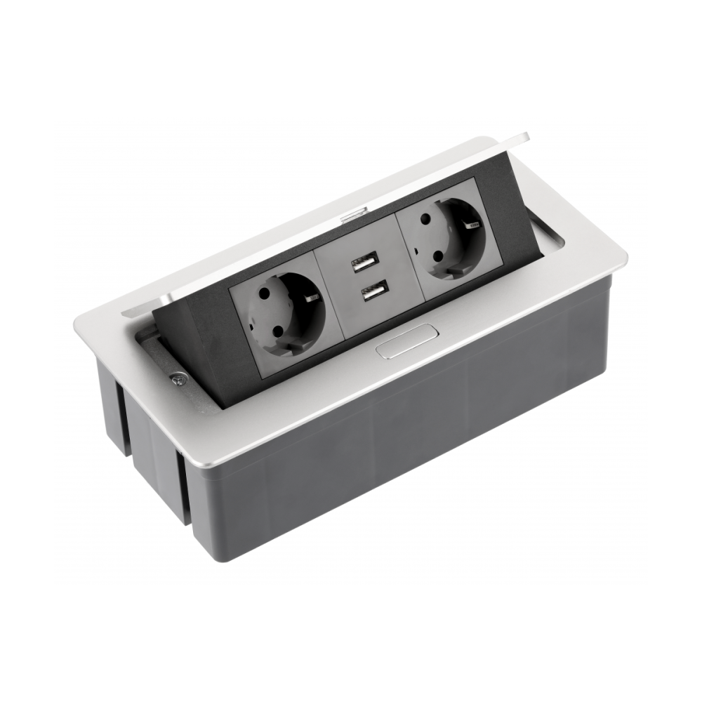 Удлинитель SOFT 2 x SCHUKO 2 x USB 2,1A алюминий AE-PBSUC2GS-53