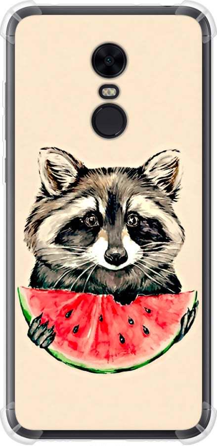 Чехол на Xiaomi Redmi 5 Plus Енотик с арбузом (4605sp-1347-42517)