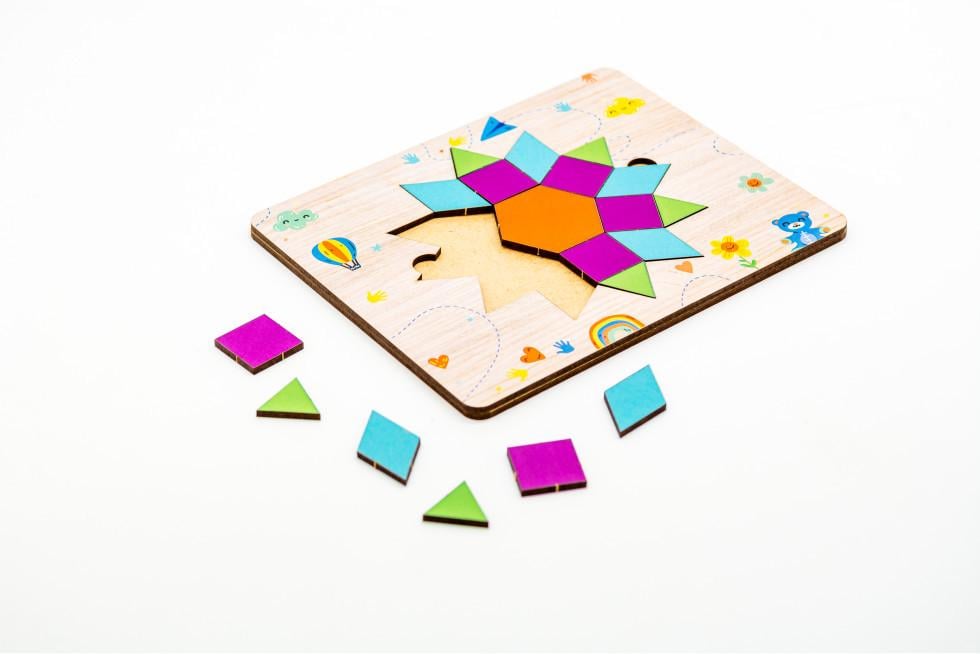 Сортер пазл детский развивающий PuzzleOK Танграм Звездочка 17 деталей