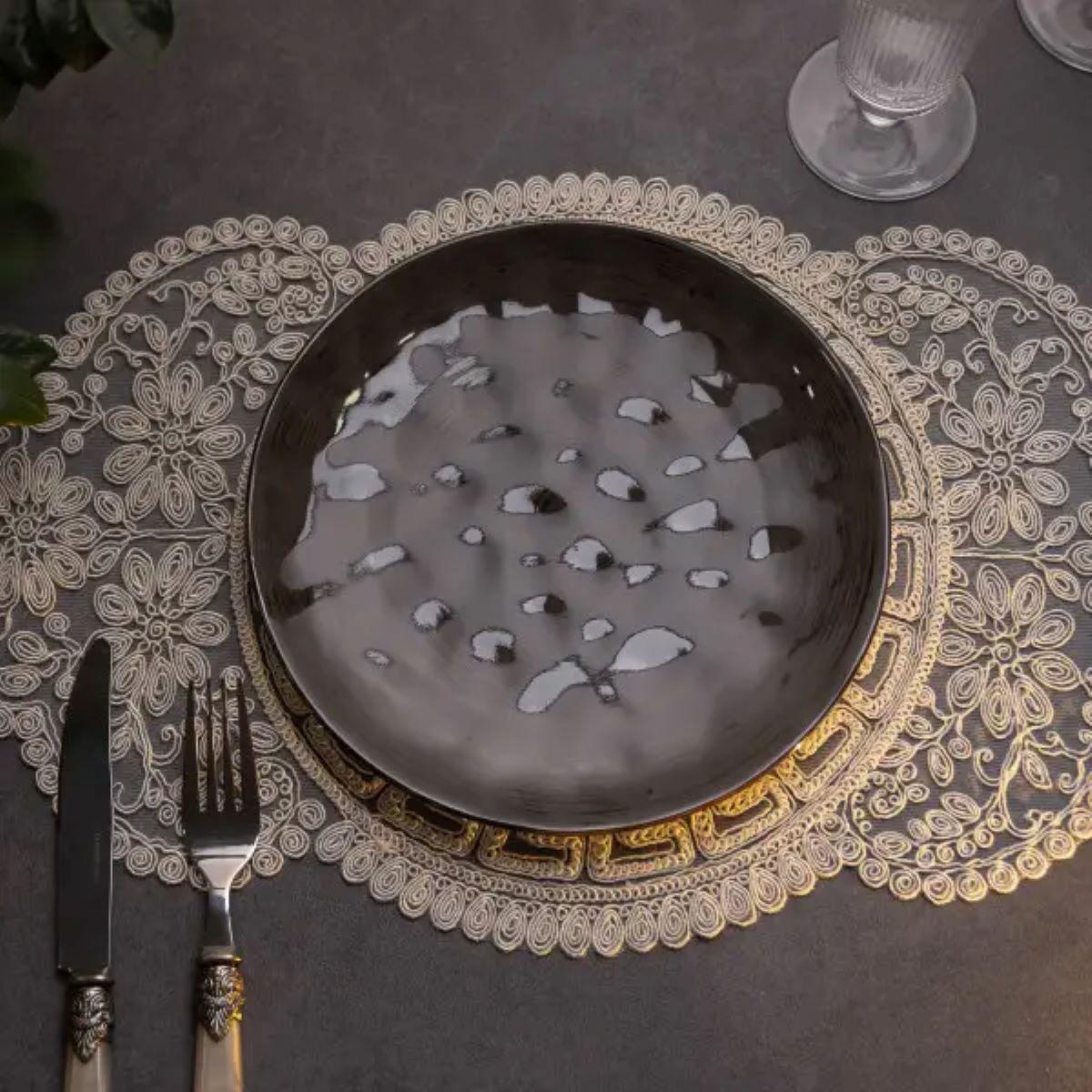 Тарілка сервірувальна кругла керамічна 22 см Коричневий (4653) - фото 6 Тарілка сервірувальна кругла керамічна 22 см Коричневий (4653) - фото 6