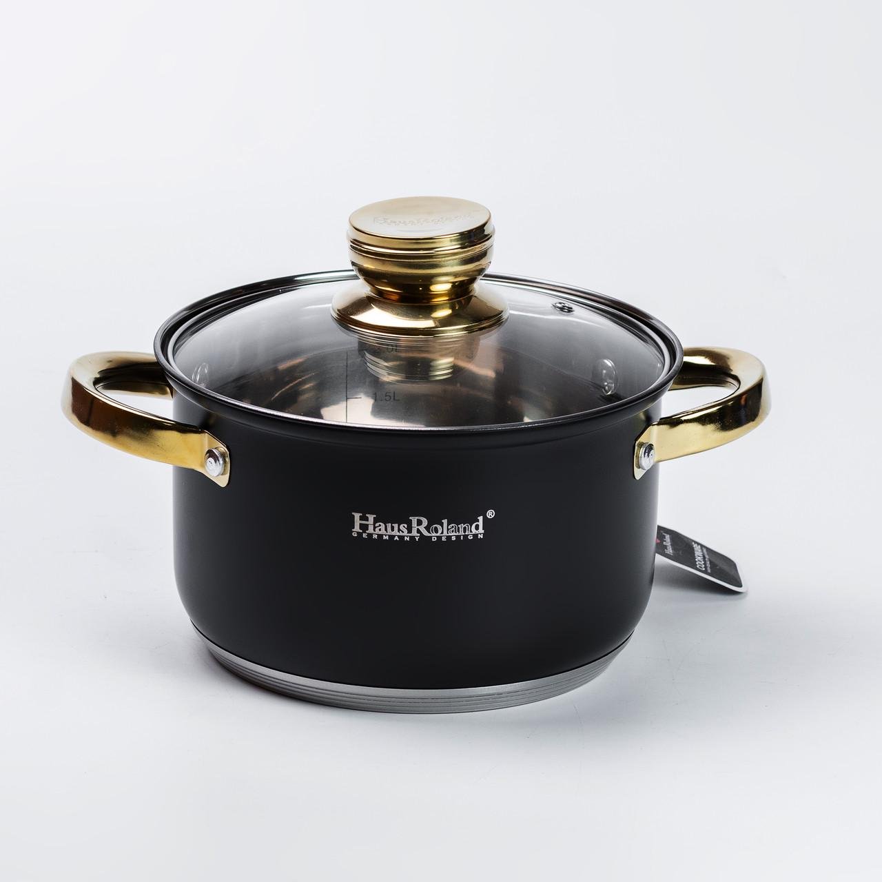 Набор кастрюль Haus Roland из нержавеющей стали 6,1/3,9/2,8/2,1 л Черный (HP33523) - фото 5 Набор кастрюль Haus Roland из нержавеющей стали 6,1/3,9/2,8/2,1 л Черный (HP33523) - фото 5