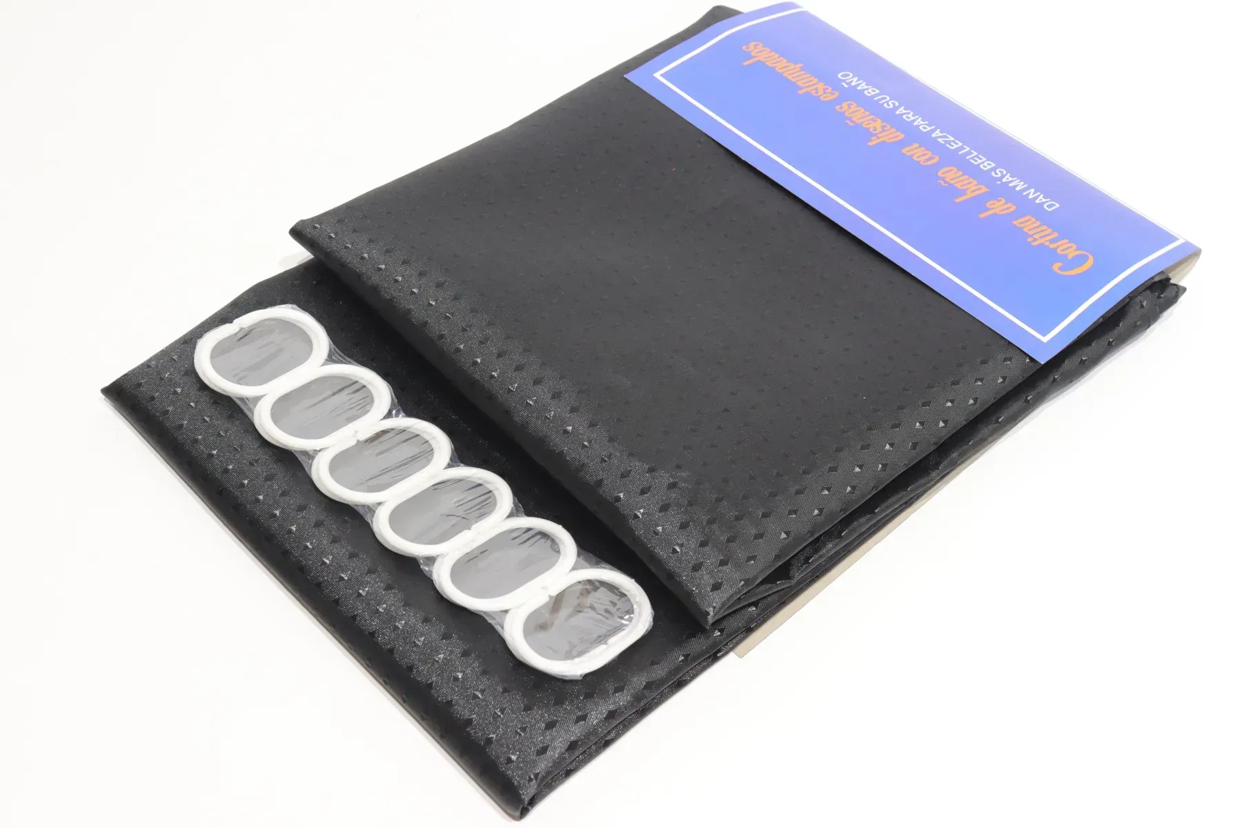 Шторка для ванной с кольцами однотонная 240х180 см Черный (5314/black)