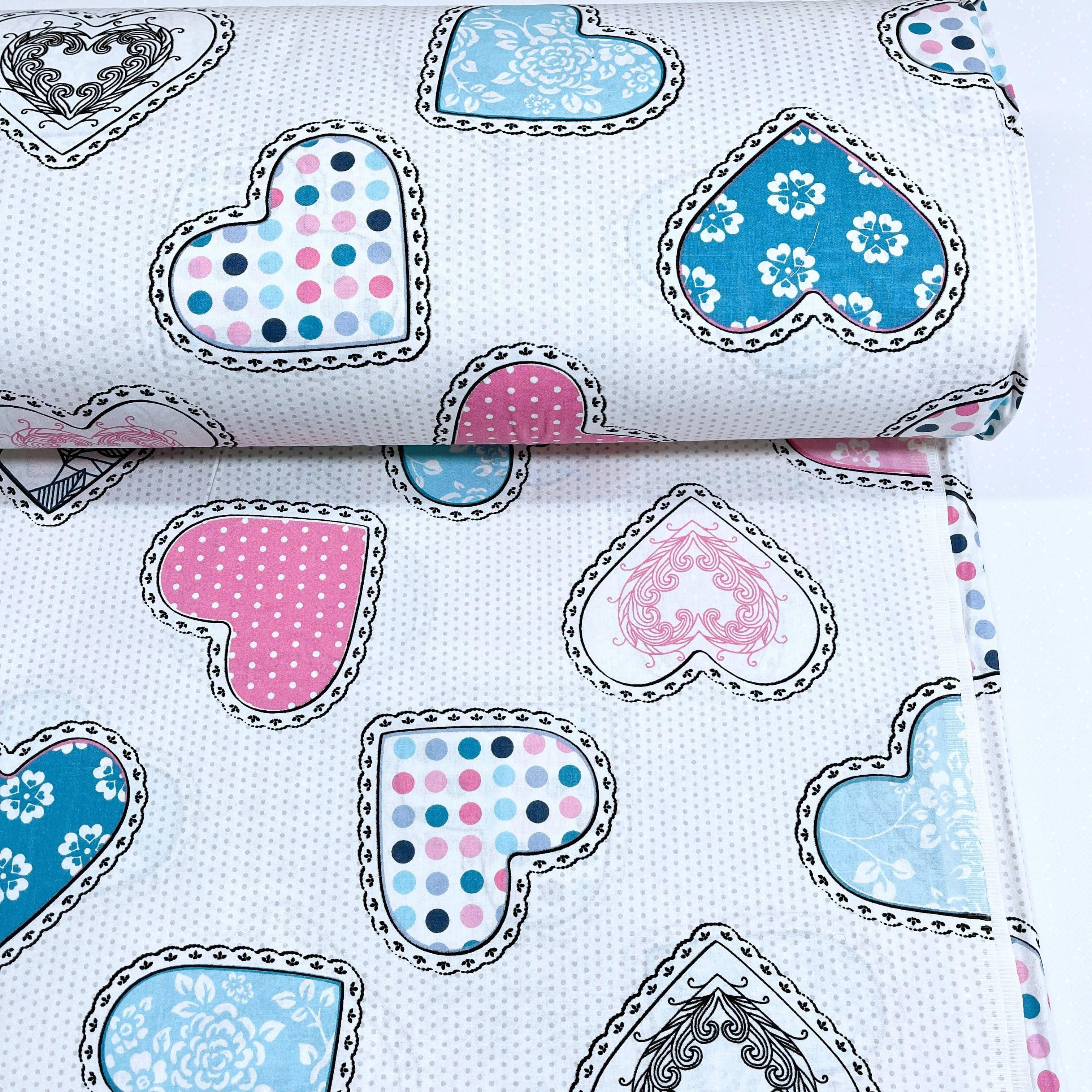 Ткань для постельного белья ранфорс сердца 240 см (SL-8958-1)