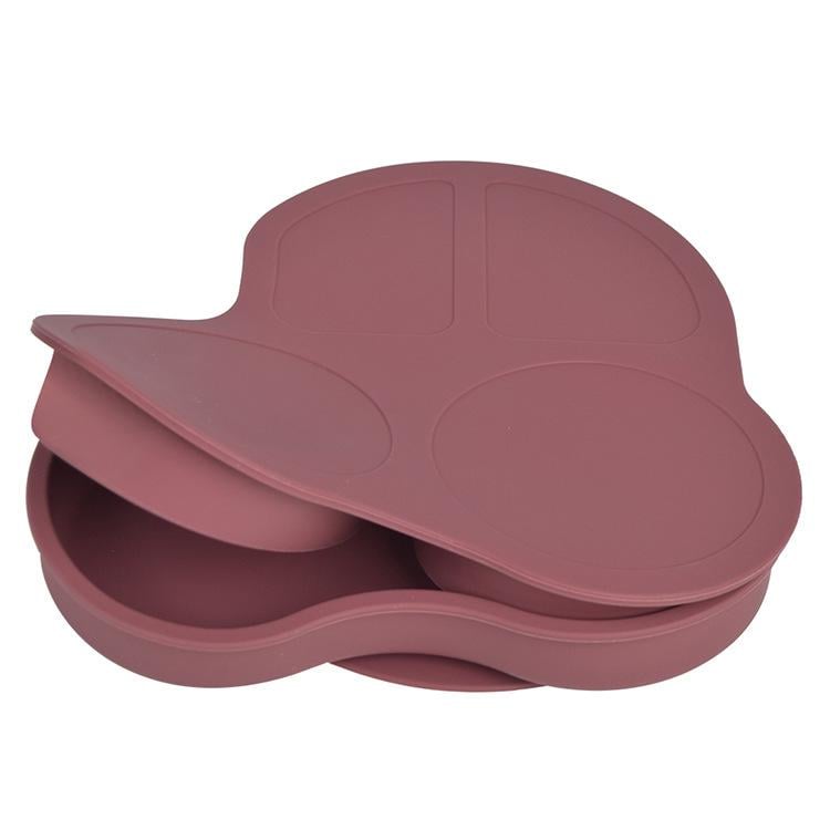 Тарелка силиконовая секционная на присоске Машинка Коричневый