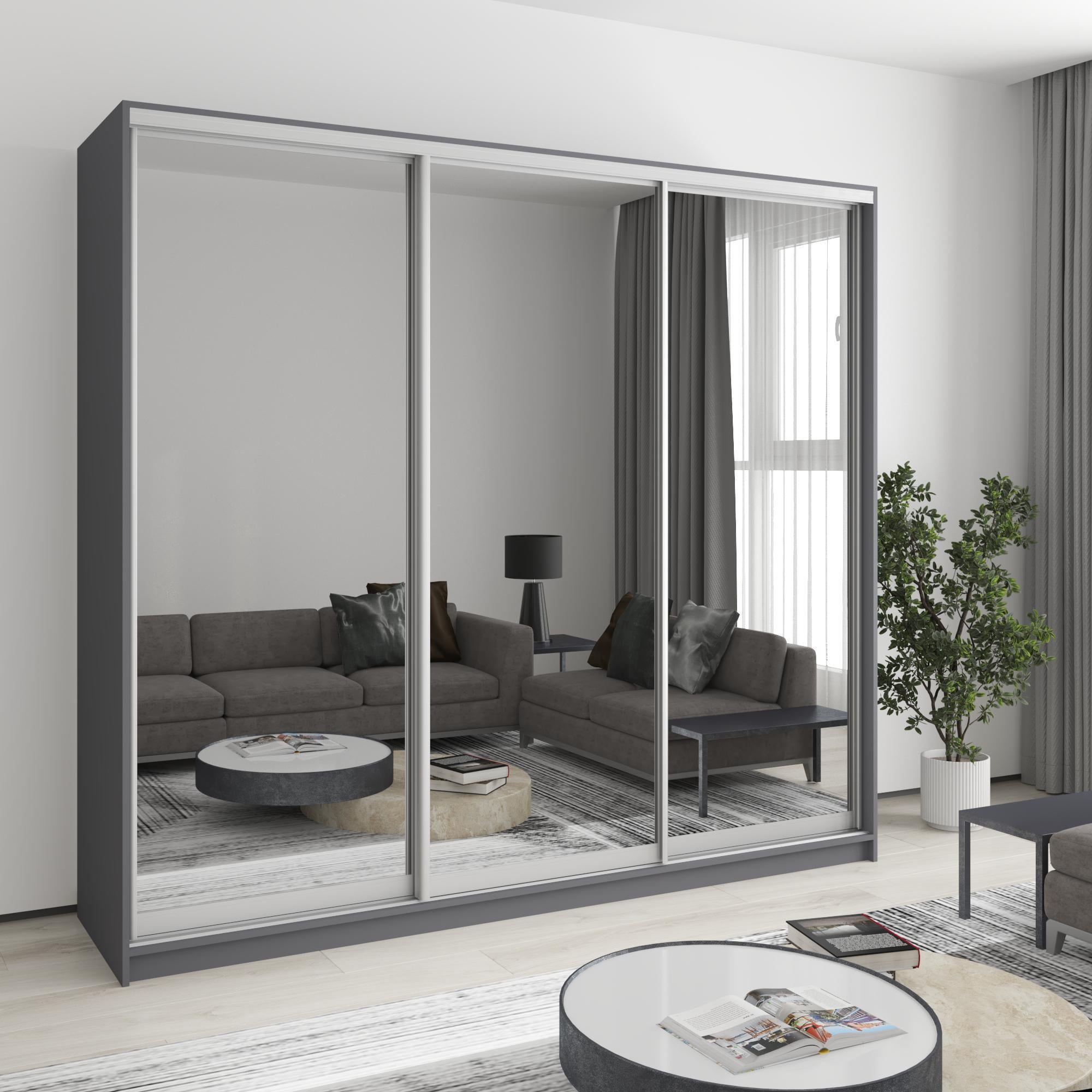 Шкаф-купе трехдверный MebelStar Стандарт AL 3 Зеркала 230x45x210 см Антрацит (MBS-2979)
