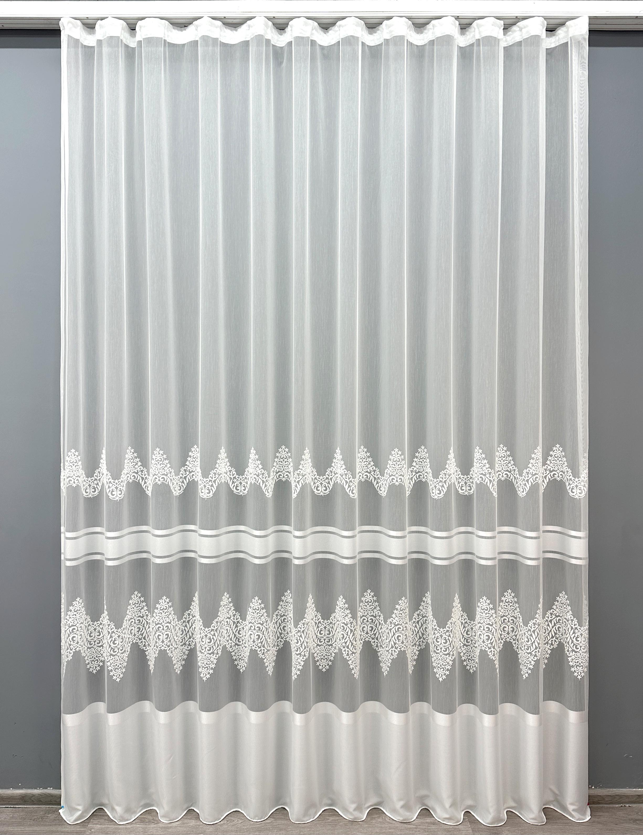 Тюль VR-Textil 1706т Бамбук с вышивкой и люрексом 300х270 см Молочный (42-0715)