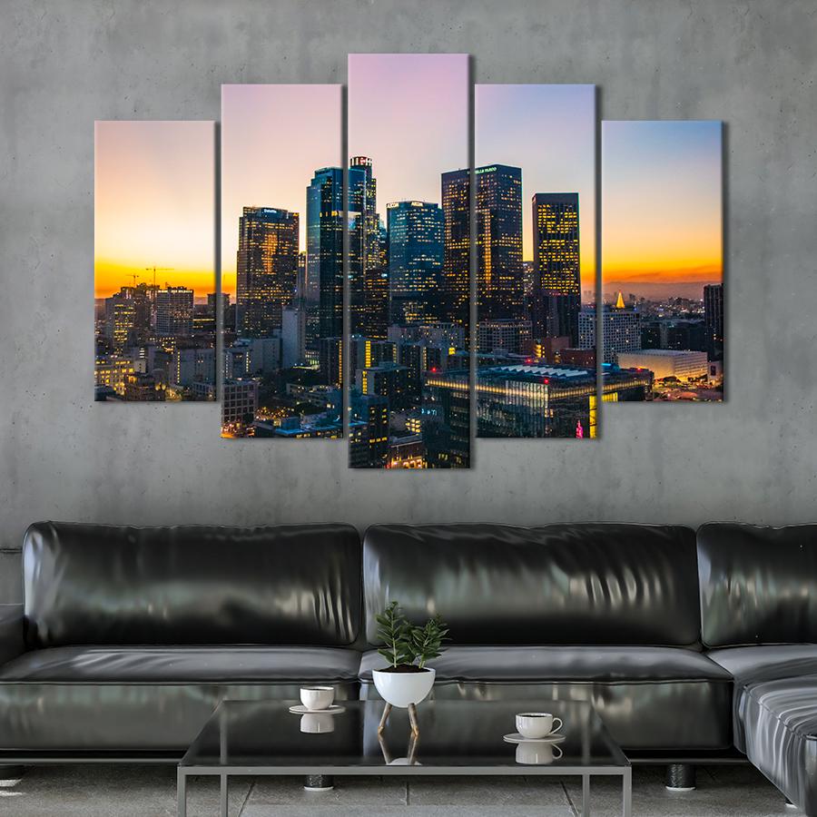 Картина город Вечерняя панорама Лос-Анджелеса 137x85 см (A813-5)