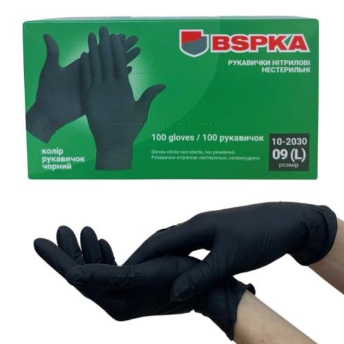 Рукавички BSPKA нітрилові щільність 3 р. 09 L Чорний Рукавички BSPKA нітрилові щільність 3 р. 09 L Чорний