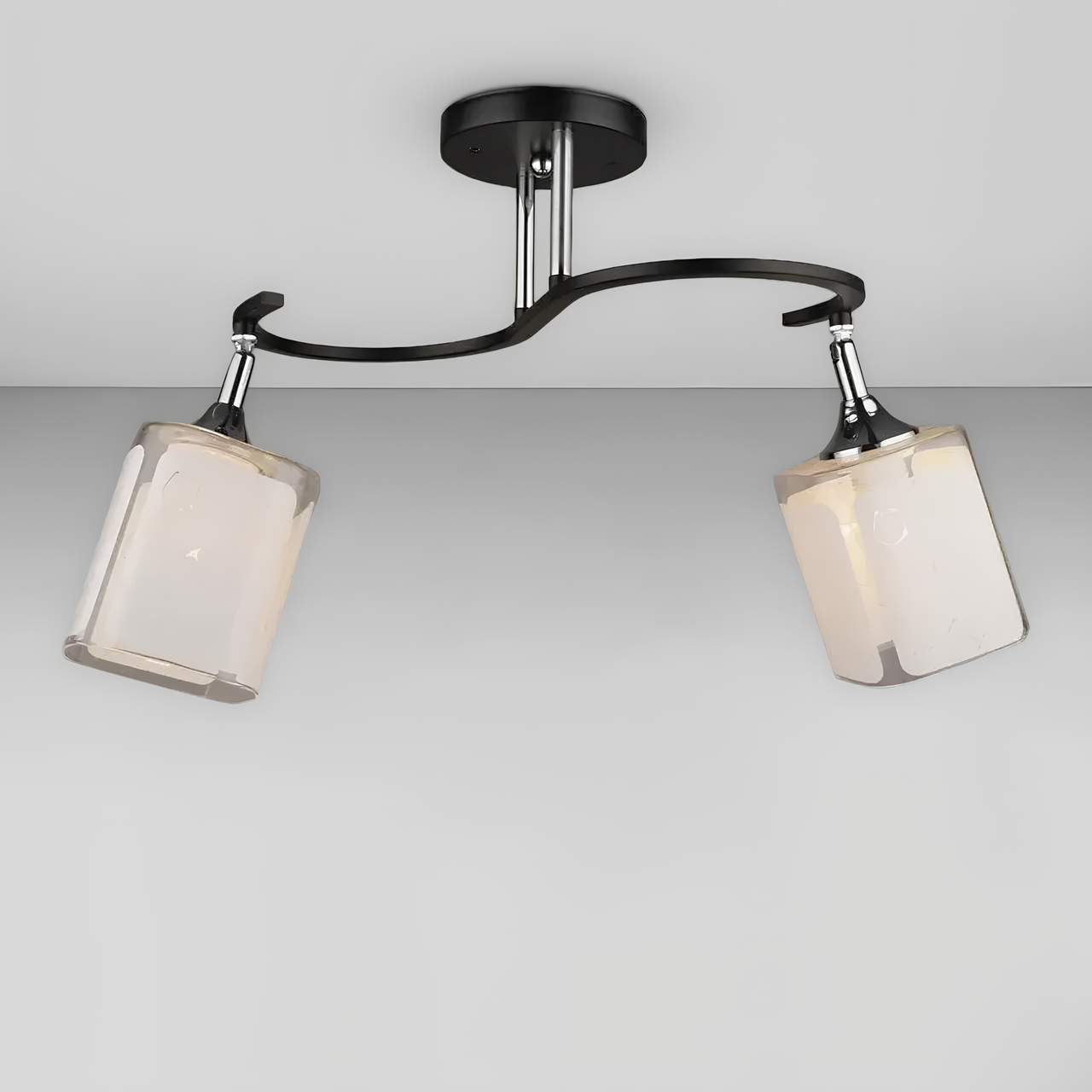Люстра Svet с двумя стеклянными плафонами с поворотным механизмом под лампы Е27 Черно-белый (SR-N3856/2 CH+BK)