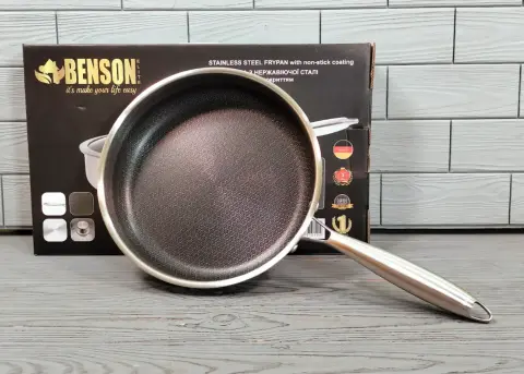 Cковорода глибока Benson із нержавіючої сталі 26 см (BN-587) - фото 6 Cковорода глибока Benson із нержавіючої сталі 26 см (BN-587) - фото 6