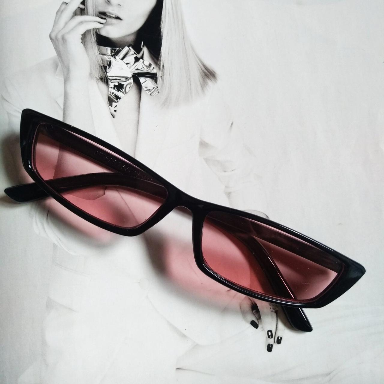 Очки винтажные солнцезащитные Кошачий глаз Черный с розовым